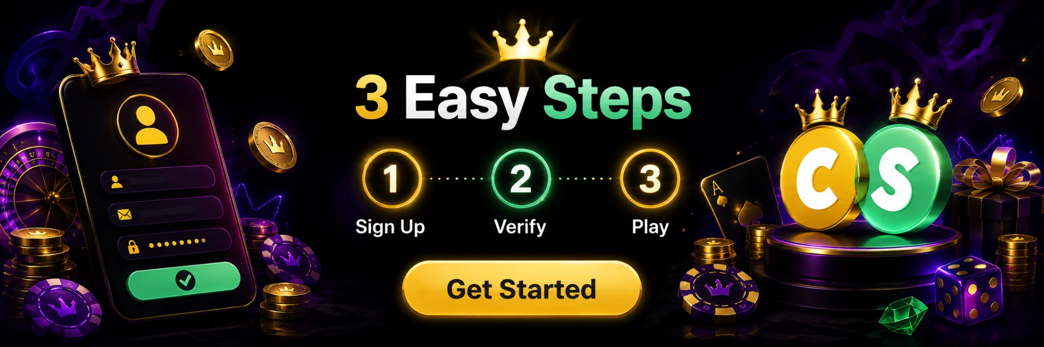 CrownCoins Casino registration steps